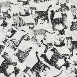Truly Lou Kitchen Dish Hand Towel Set White Black Cat Print Cotton Sketch Art